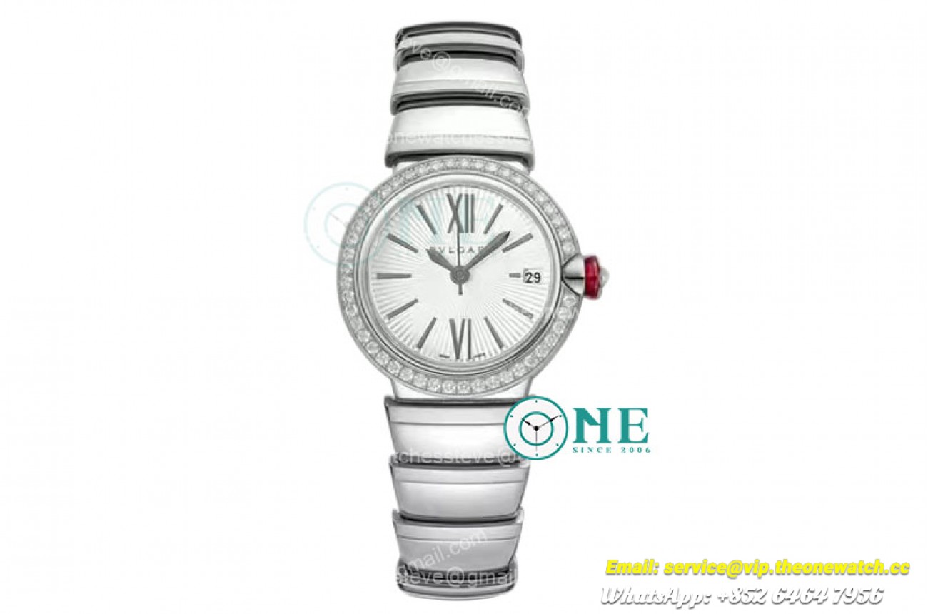 Bvlgari - Lvcea series 33mm SS/SS White/Rom Diam BVF 9015
