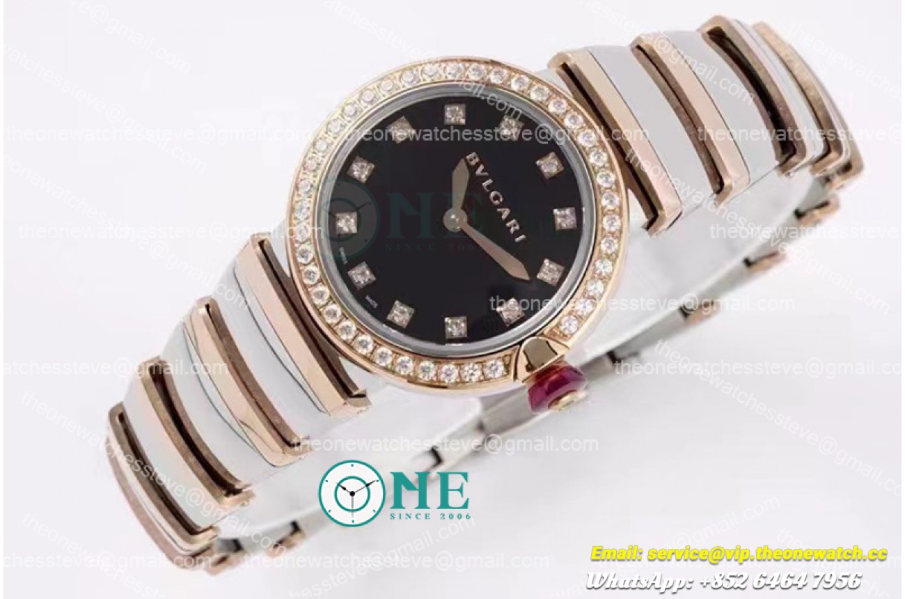 Bvlgari - Lvcea series 28mm RG/SS Blk/Dia Diam BVF Swiss Qua