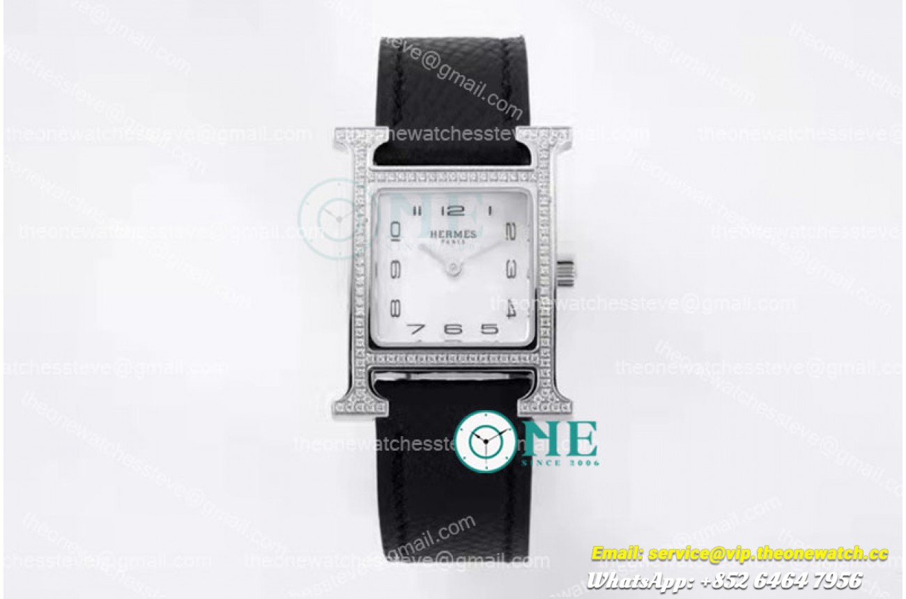 Hermes - Heure H SS/LE White/Num Black Diam BVF Swiss Quartz