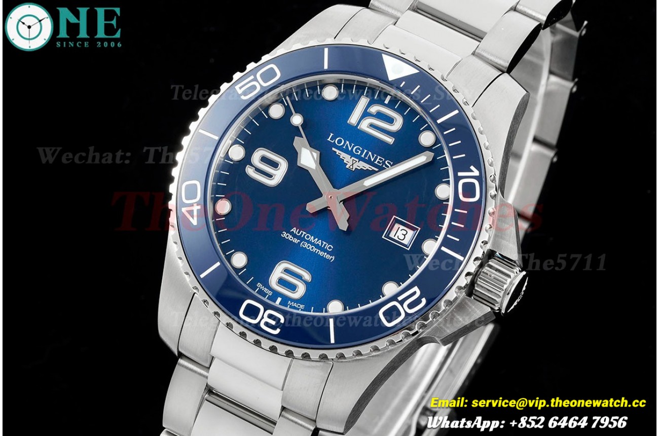 HydroConquest Mens 43mm SS/SS Blue Dial XF A2892