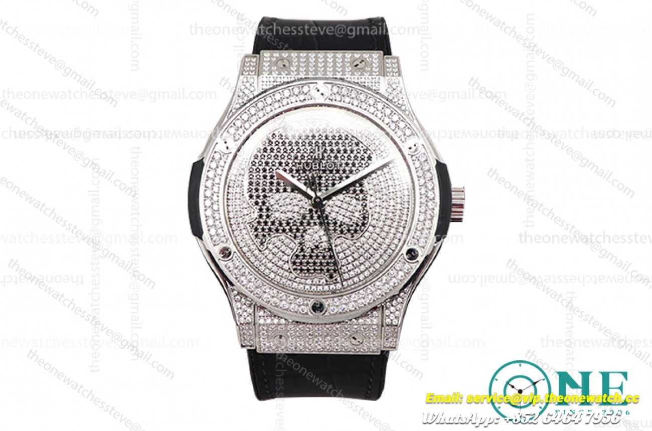 Hublot - Classic Fusion Automatic Diamonds Skull SS/LE Silver A2892 Mod