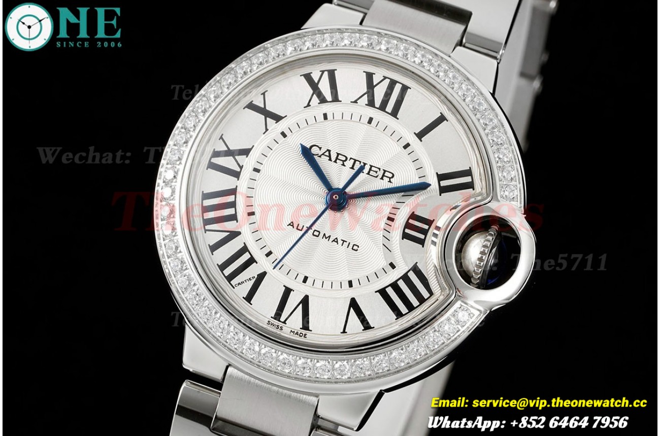 Ballon Bleu De Cartier Ladies 33mm SS/SS Wht/Stk 3KF A076