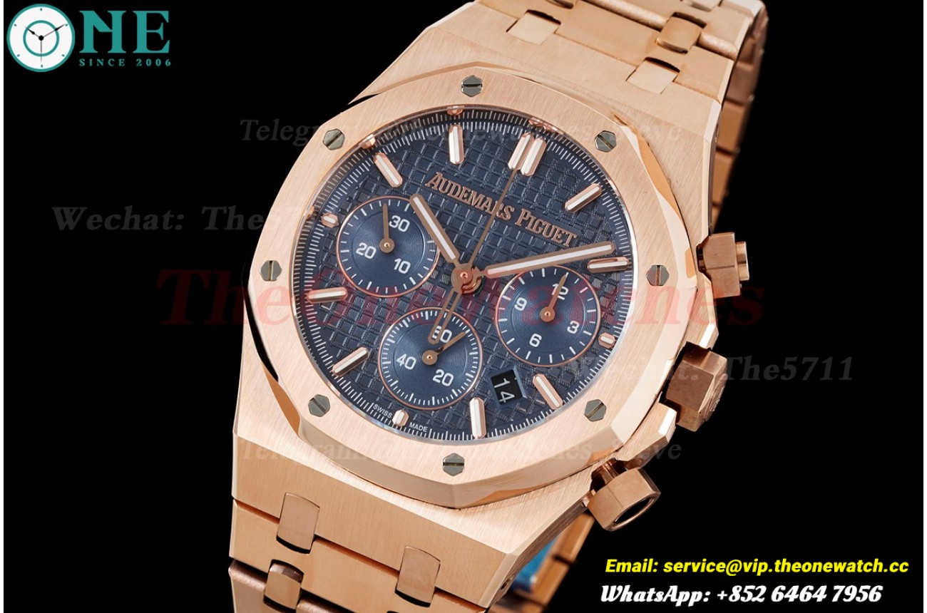 Royal Oak Chrono 26240 RG/RG Blue/Stk BF A7750