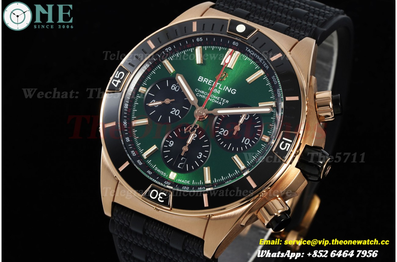 Super Chronomat B01 44MM RG/RU Green/Stk Dial BLF A7750