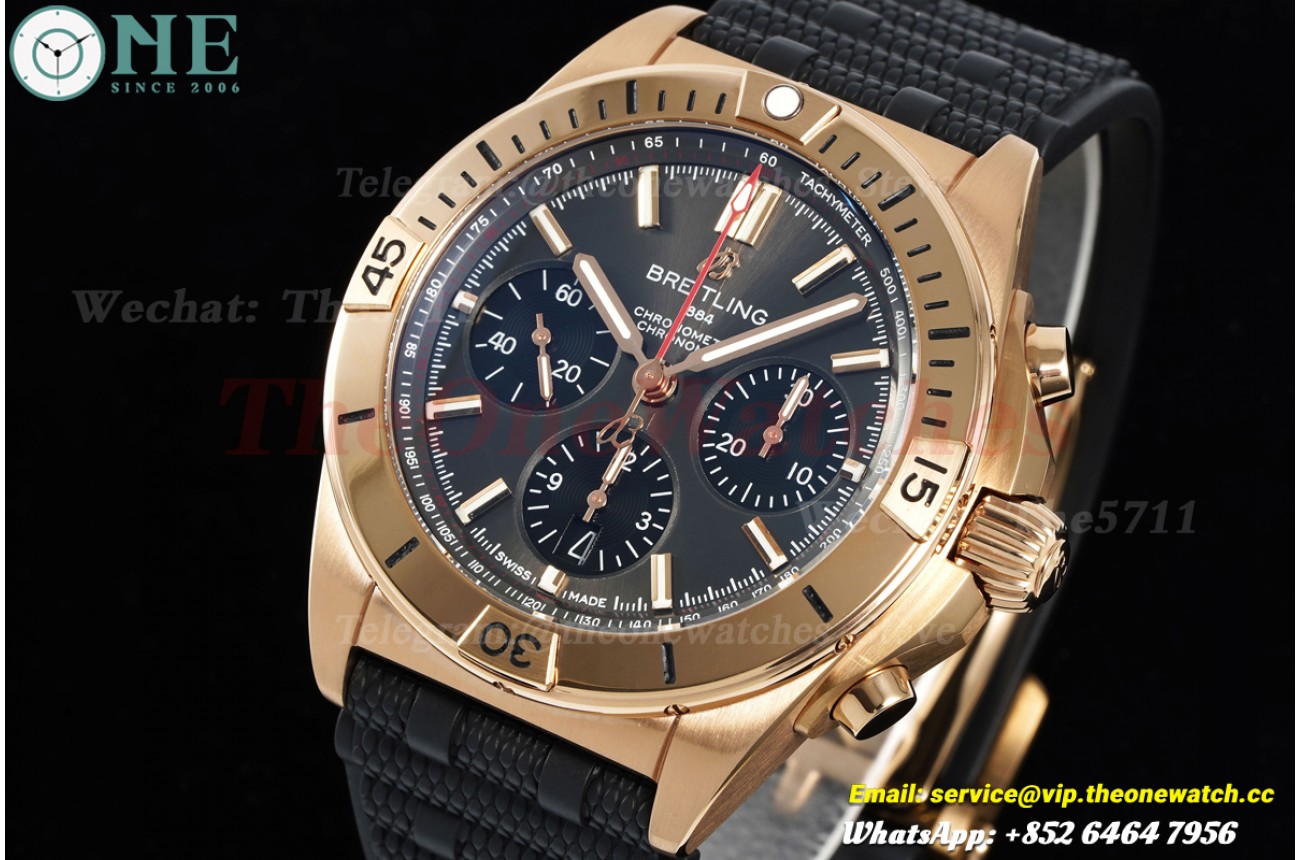 Chronomat B01 42MM RG/RU Black/Stk Dial BLF A7750