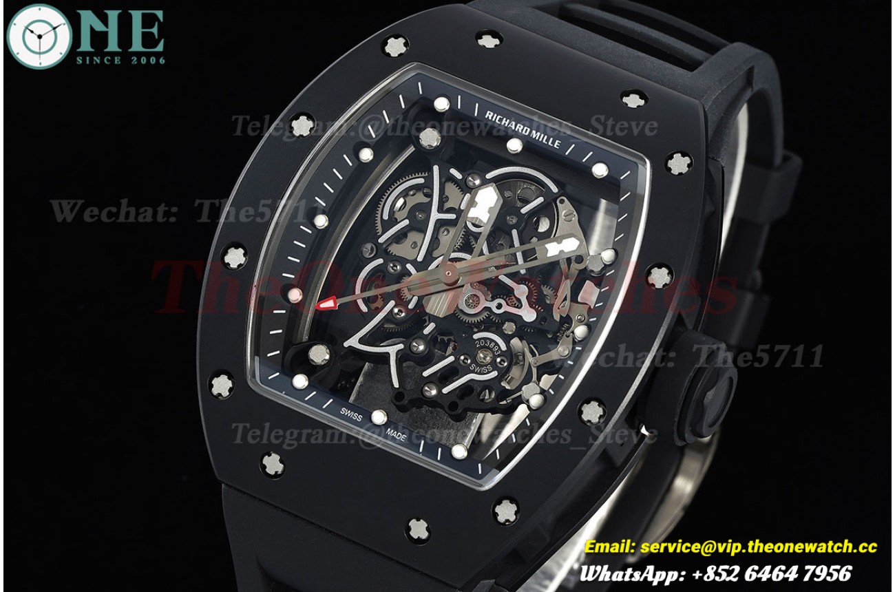 RM055 43mm Black Ceramic/RU Skeleton Dial BBF RMUL2 Super Clone