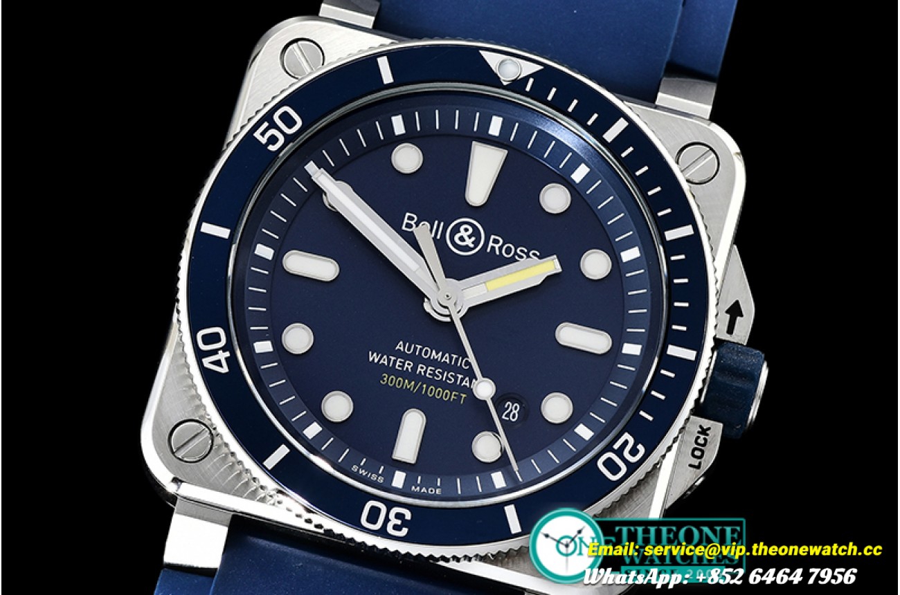 Bell & Ross - BR03-92 42mm Diver SS/RU Blue/Sticks Miyota 9015
