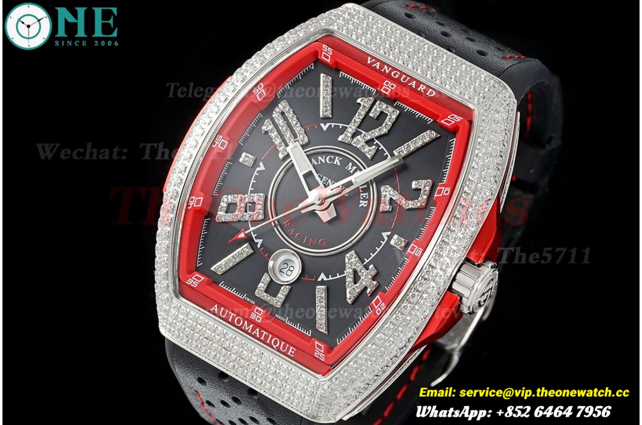 Vanguard Mens 44mm Dia SS/LE Black/Red ABF A2824