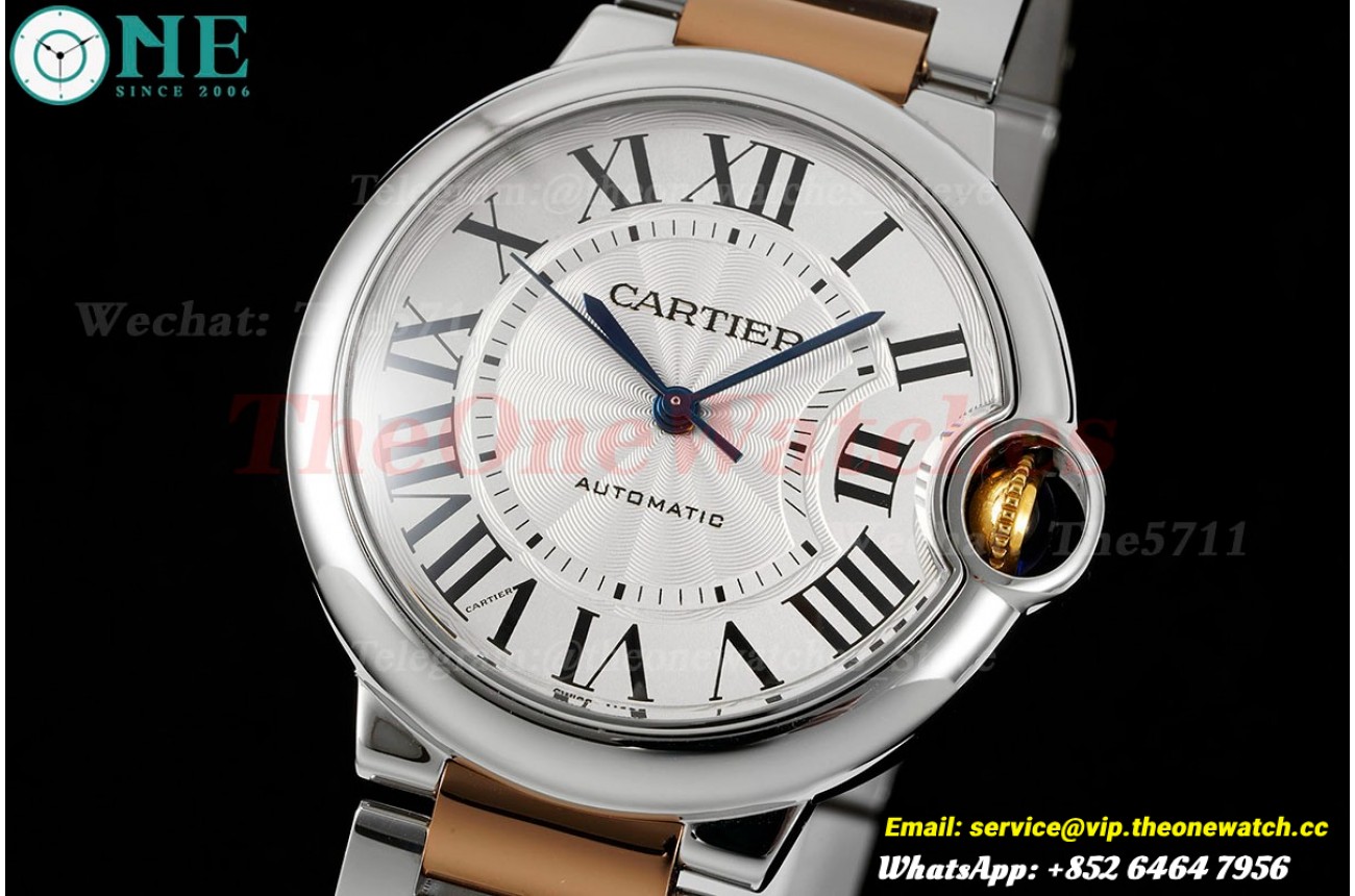 Ballon Bleu De Cartier SS/RG Wht/Stk 36mm 3KF A076