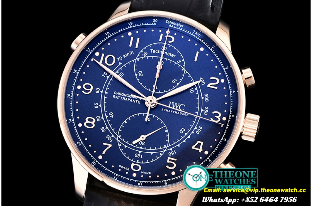 IWC - Portuguese Chronograph Rattrapante RG/LE Blue A7750