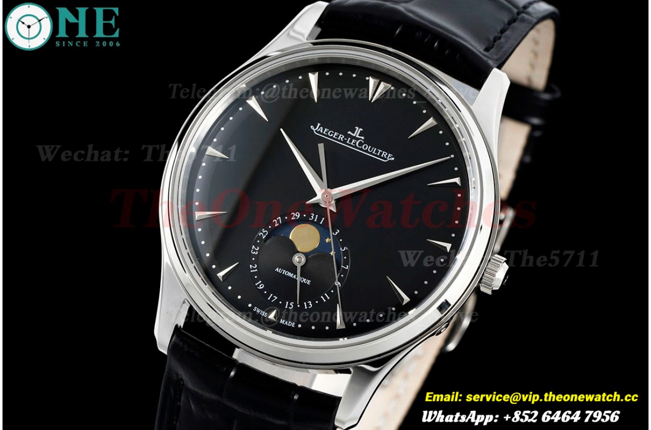 Master Ultra Thin Moonphase SS/LE Black/Stk AZF A925