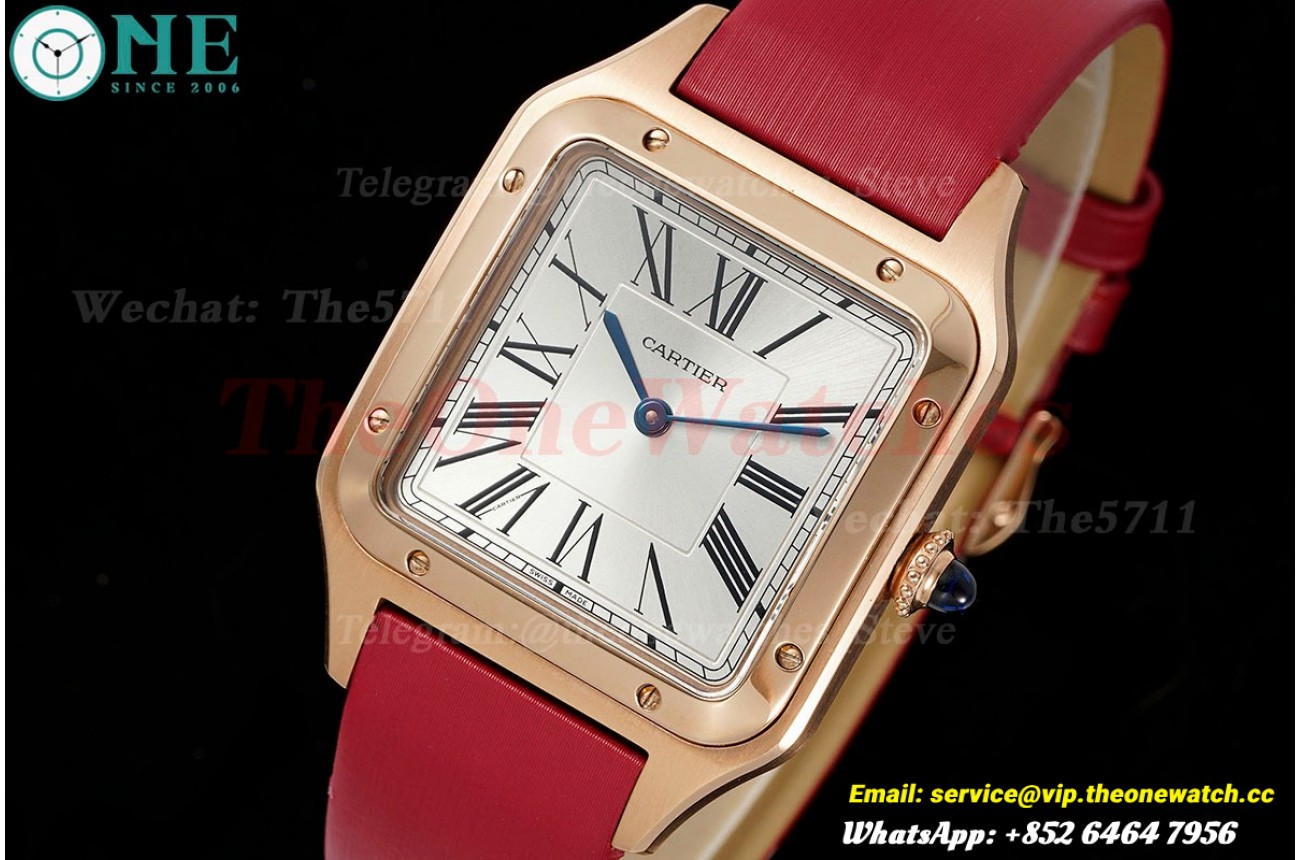 Santos Dumont Red RG/SA Silver Dial AF Quartz
