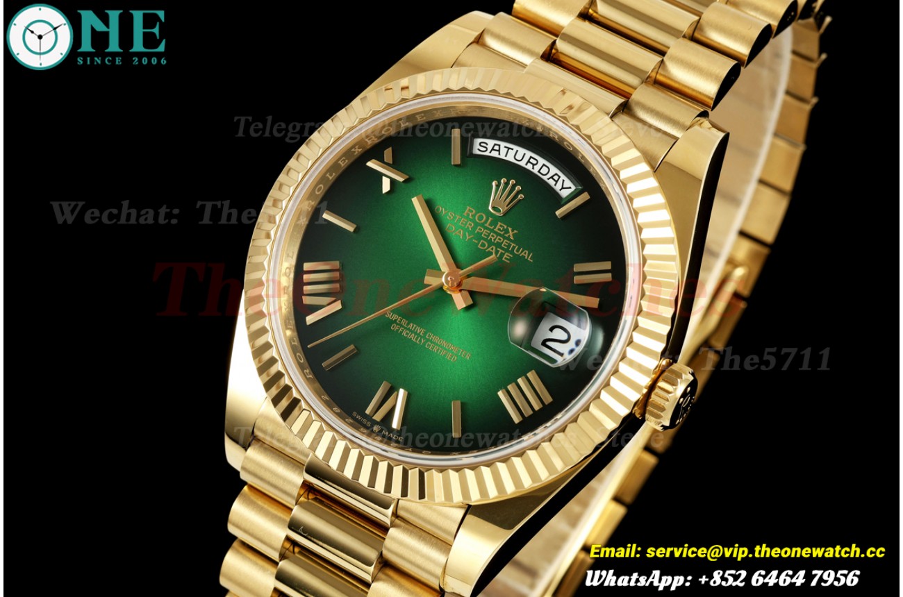 DayDate 228238 40mm YG/YG Omber Green/Rmn QF V9 JH3255 (Weighted Approx.214g) (Free Sprung)