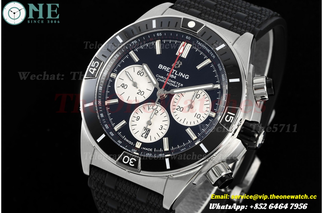 Super Chronomat B01 44MM Black Bezel SS/RU Black/Stk Dial BLF A7750