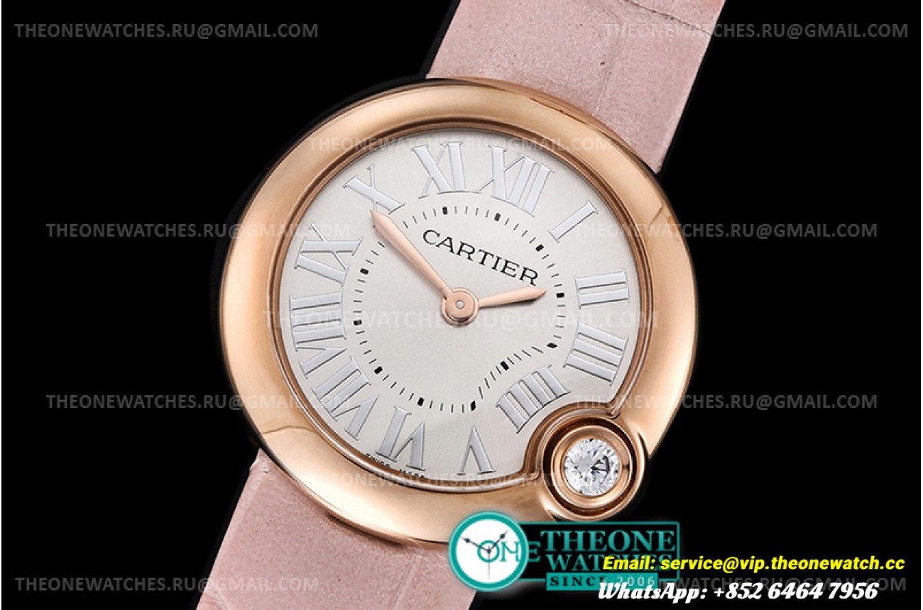 Cartier - Ballon Blanc Ladies RG/LE Wht/Rmn V6F Swiss Qtz
