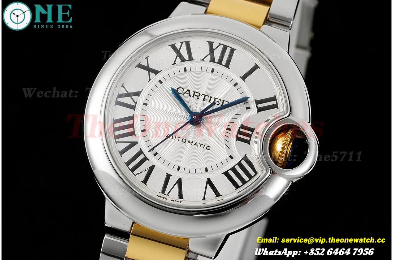 Ballon Bleu De Cartier Ladies 33mm SS/YG Wht/Stk 3KF A076
