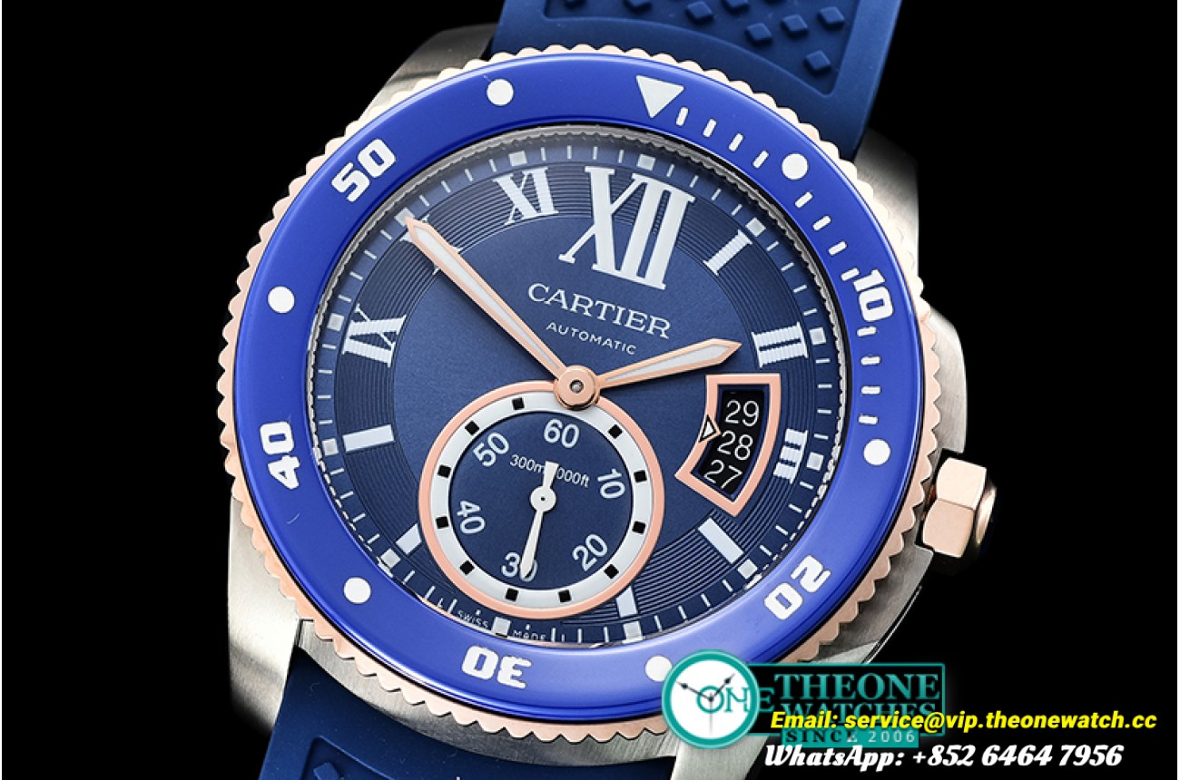 Cartier - Calibre de Cartier SS/RG/RU Blue JJF 1:1 Asia 23J Mod