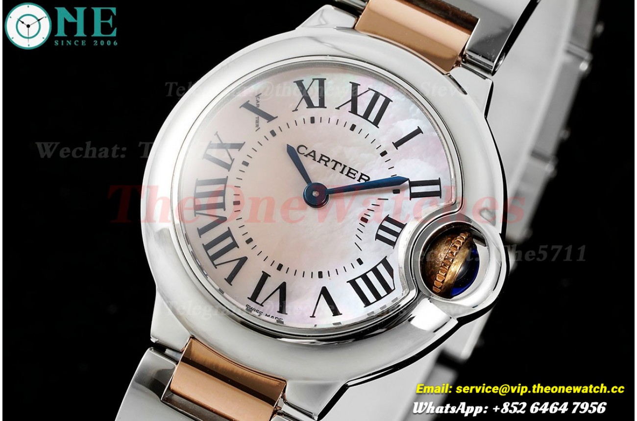 Ballon Bleu De Cartier 28mm SS/RG Pink Dial AF Quartz