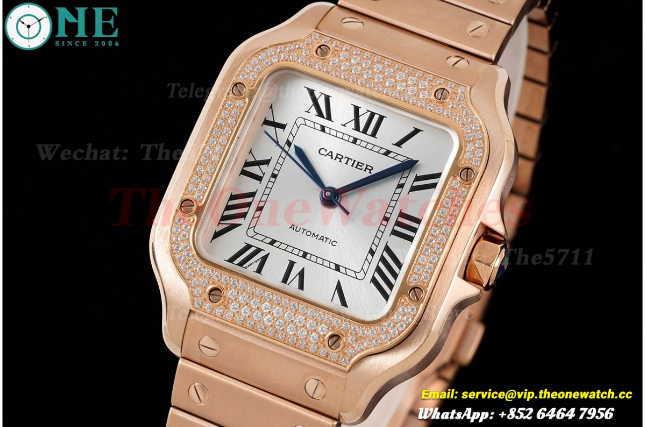 Santos De Cartier 35mm Dia RG/RG White Dial BVF A9015