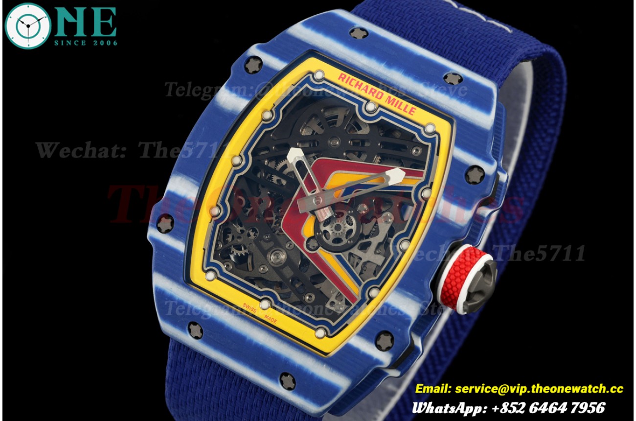RM67-02 Blue NTPT Skeleton Dial on Blue Elastic Strap AVF V2 CRMA7