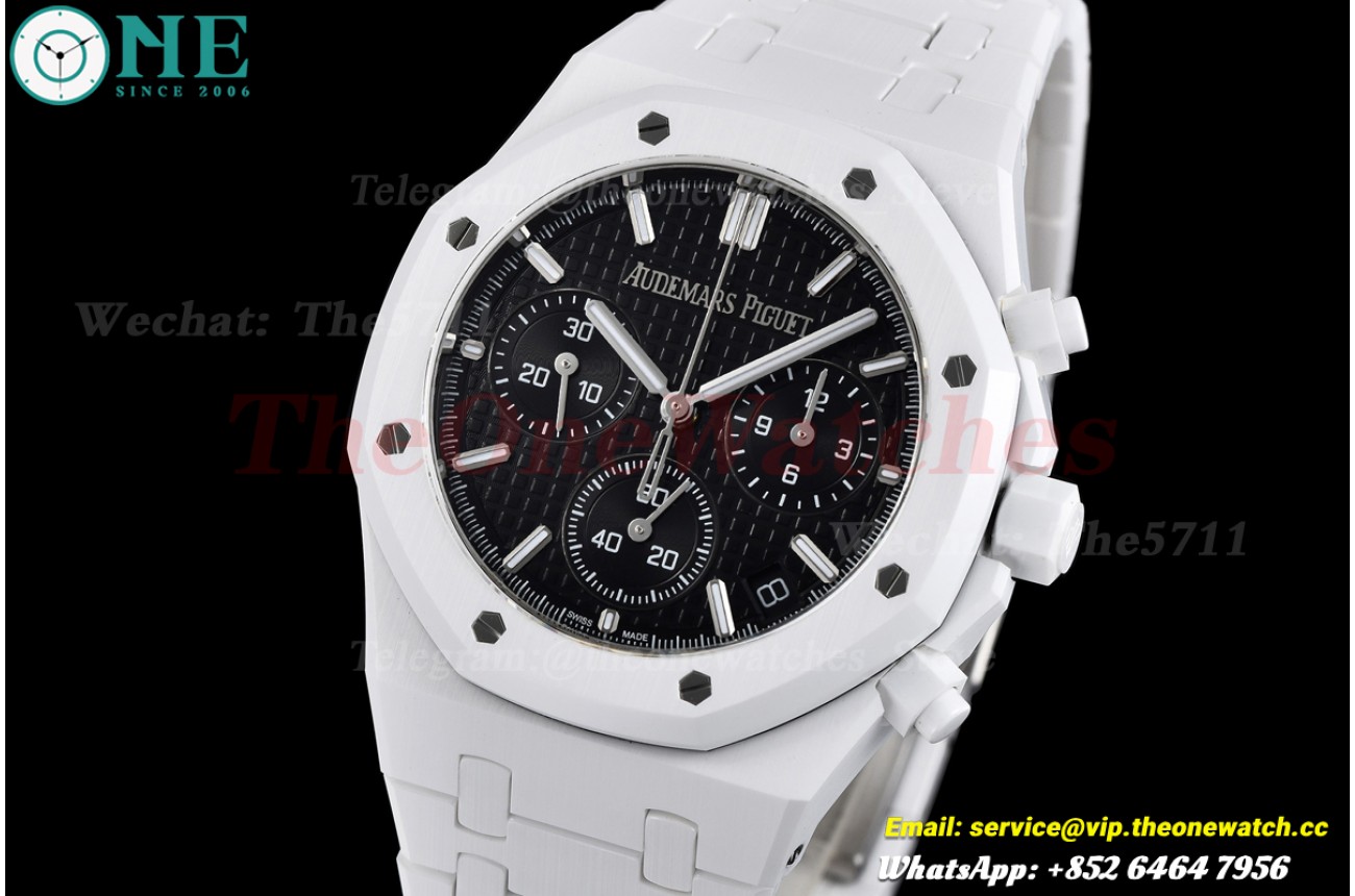 Royal Oak Chrono 26240 41mm White Ceramic/Cer Black Dial APS SH4401 (SW Dial)