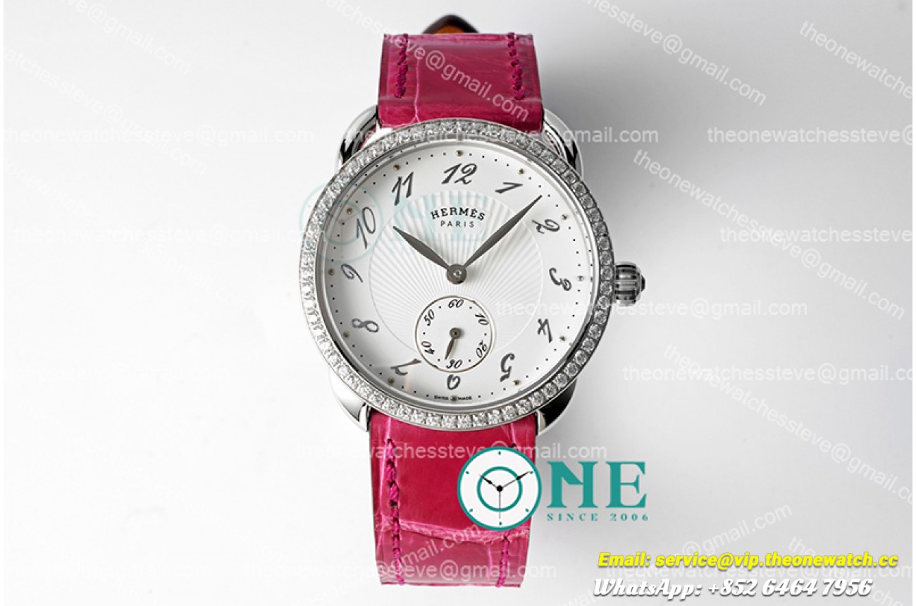 Hermes - Arceau Ladies SS /LE Red White Num Swiss Qtz