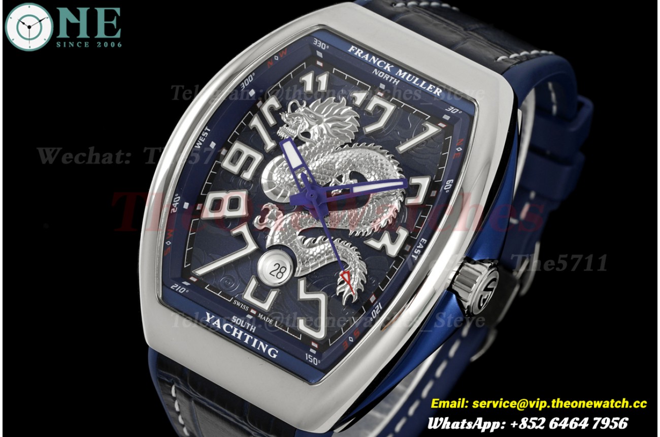 Yachting V45 Silver Dragon 44mm SS/RU Blue Dial ABF A2824
