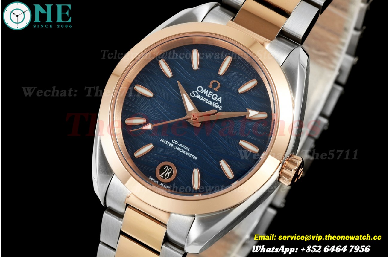 Aqua Terra Shades 34mm SS/RG Blue Textured Dial VRSF A8800