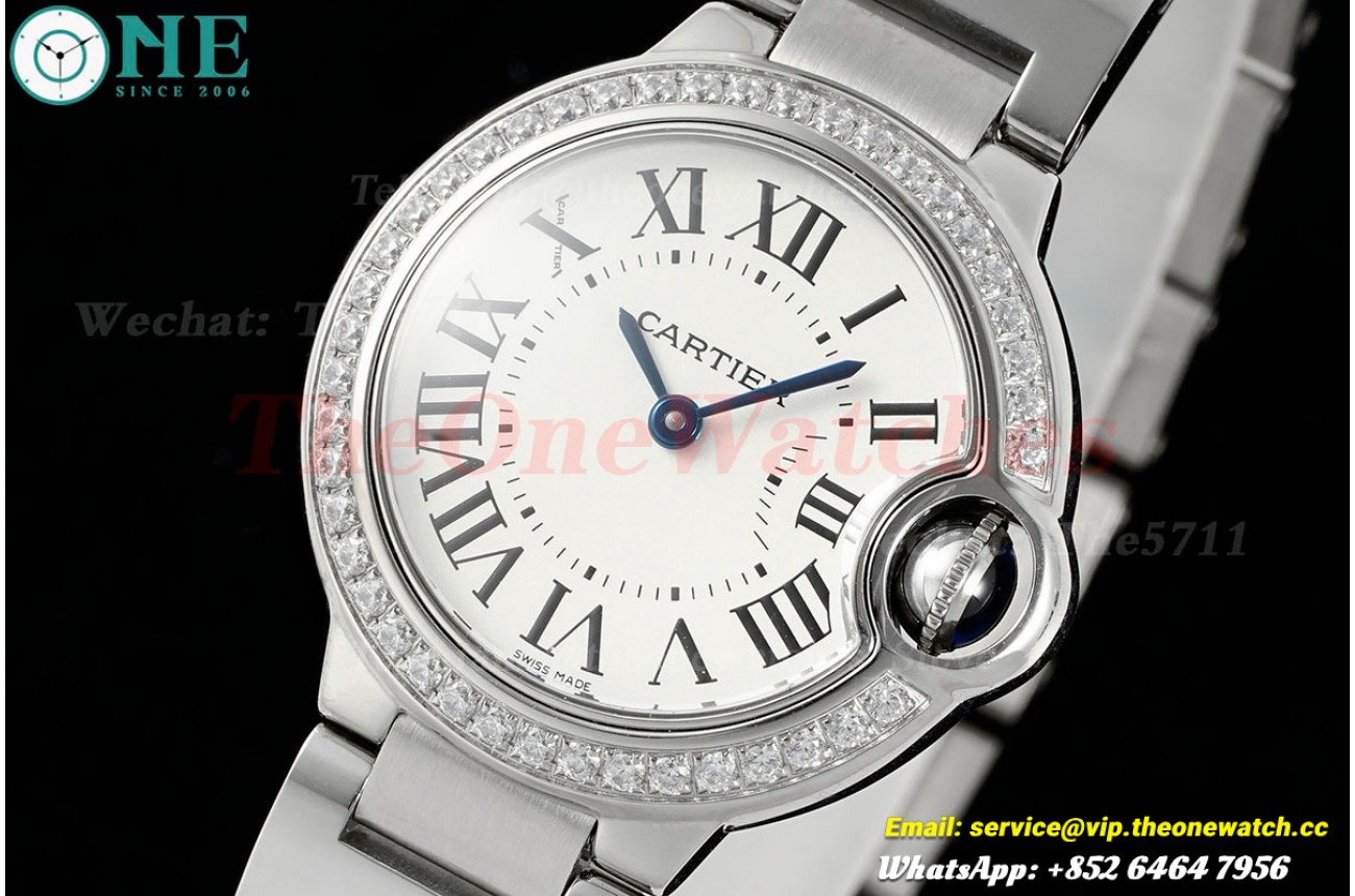 Ballon Bleu De Cartier 28mm Dia SS/SS White Dial AF Quartz