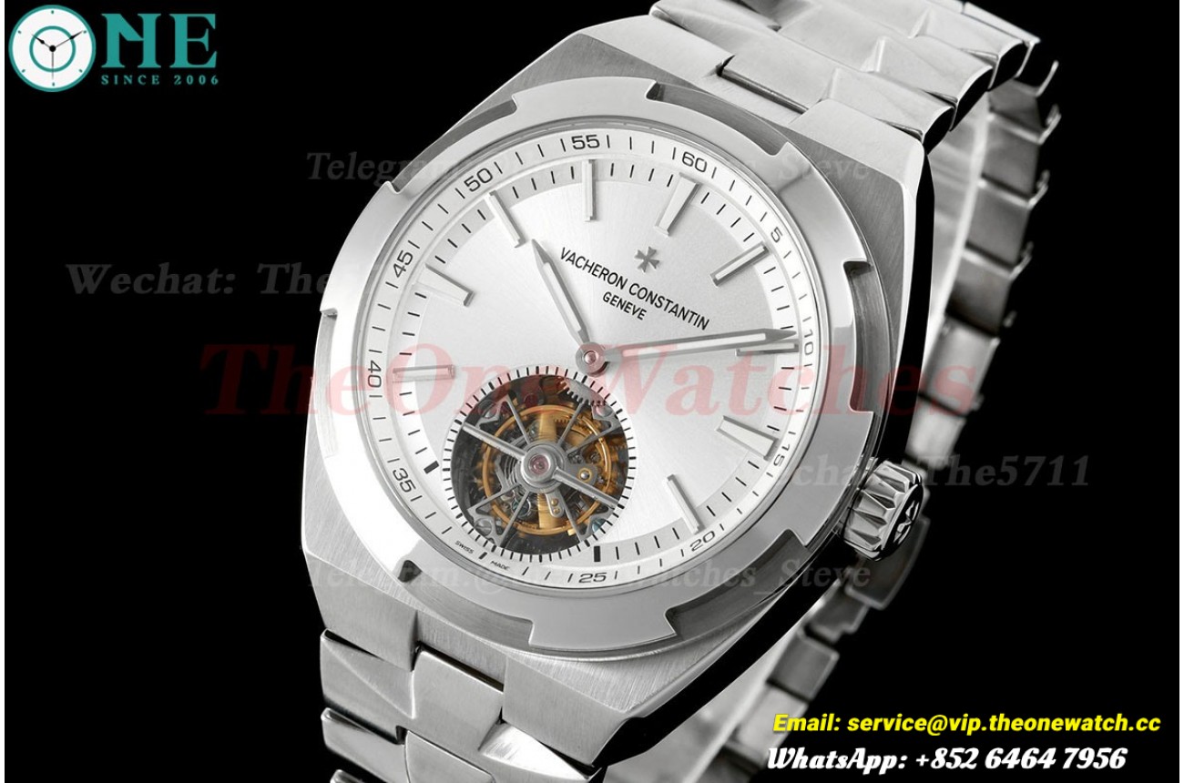 Overseas 6000V 42.5mm SS/SS White/Stk EURF Tourb