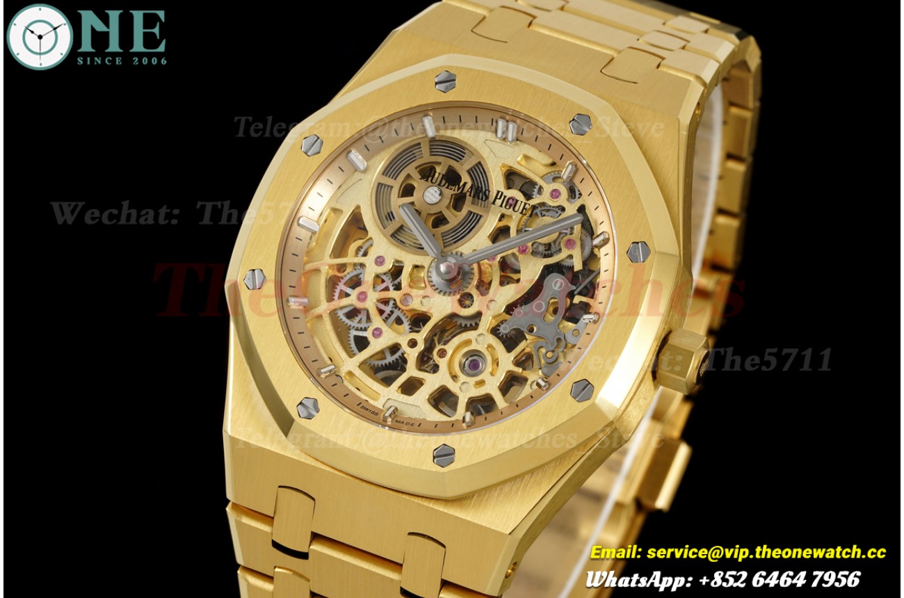 Royal Oak Openworked 16204 39mm YG/YG Skeleton Dial ZF A7124
