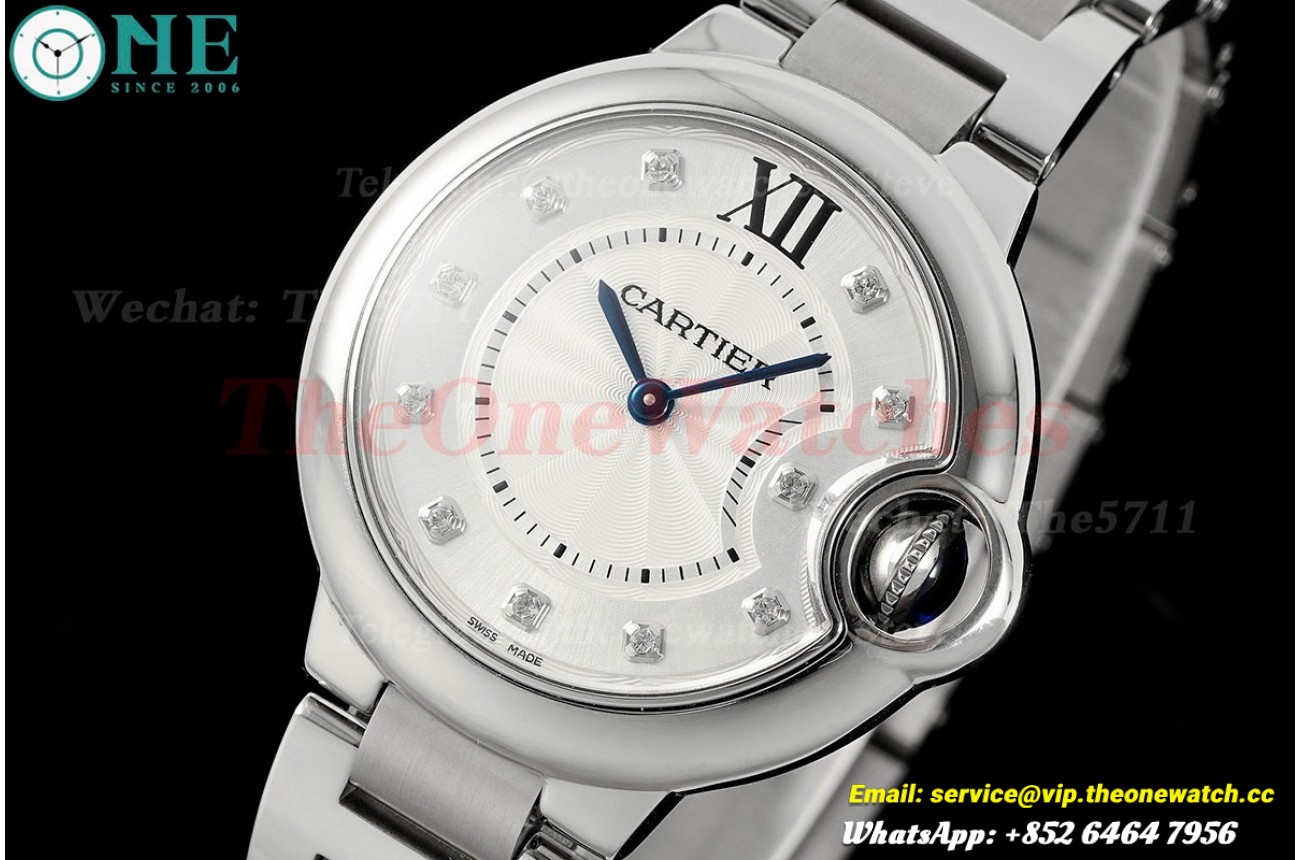 Ballon Bleu De Cartier 33mm SS/SS White/Dia AF Quartz