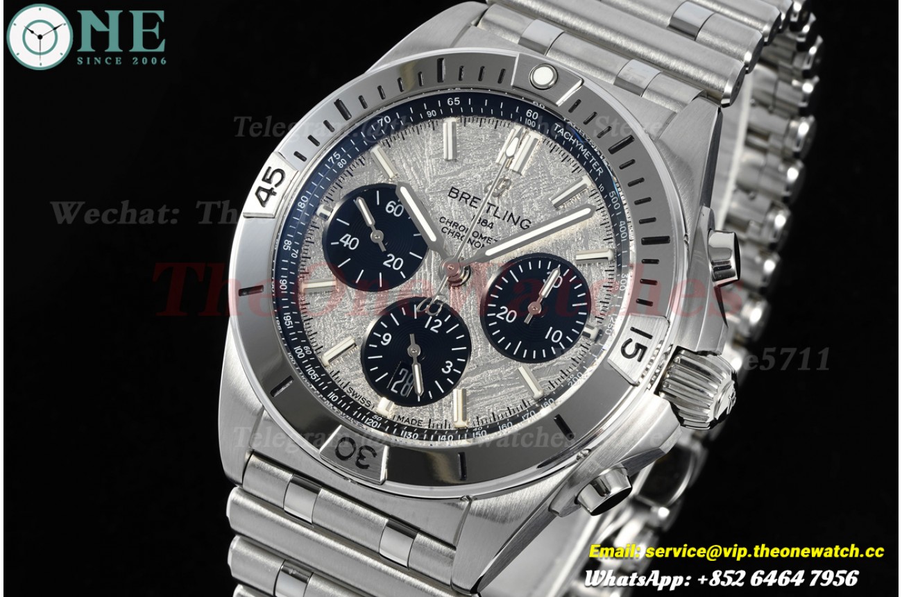 Chronomat B01 42MM Grey Bezel SS/SSMeteorite/Stk Dial BLF A7750