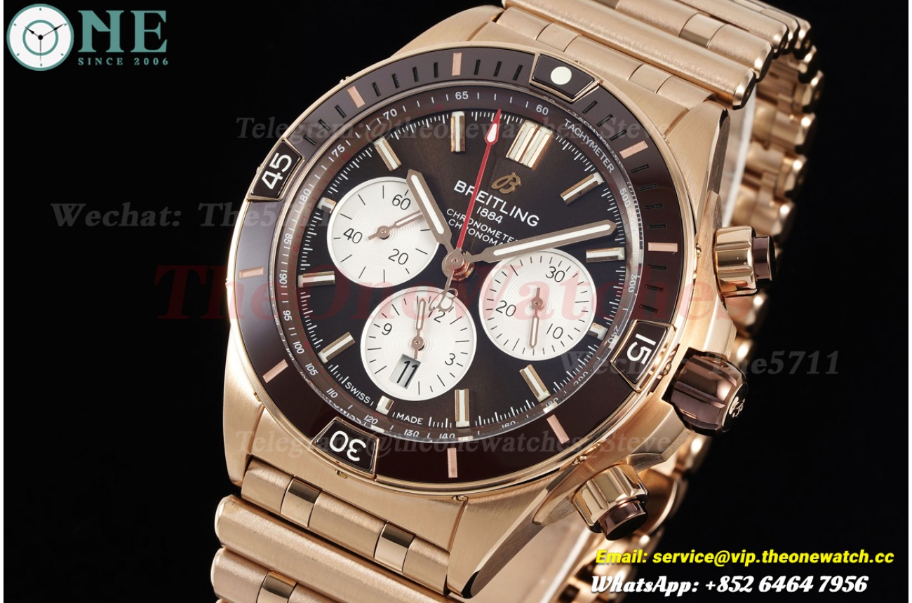 Super Chronomat B01 44MM Brown Bezel RG/RG Brown/Stk Dial BLF A7750
