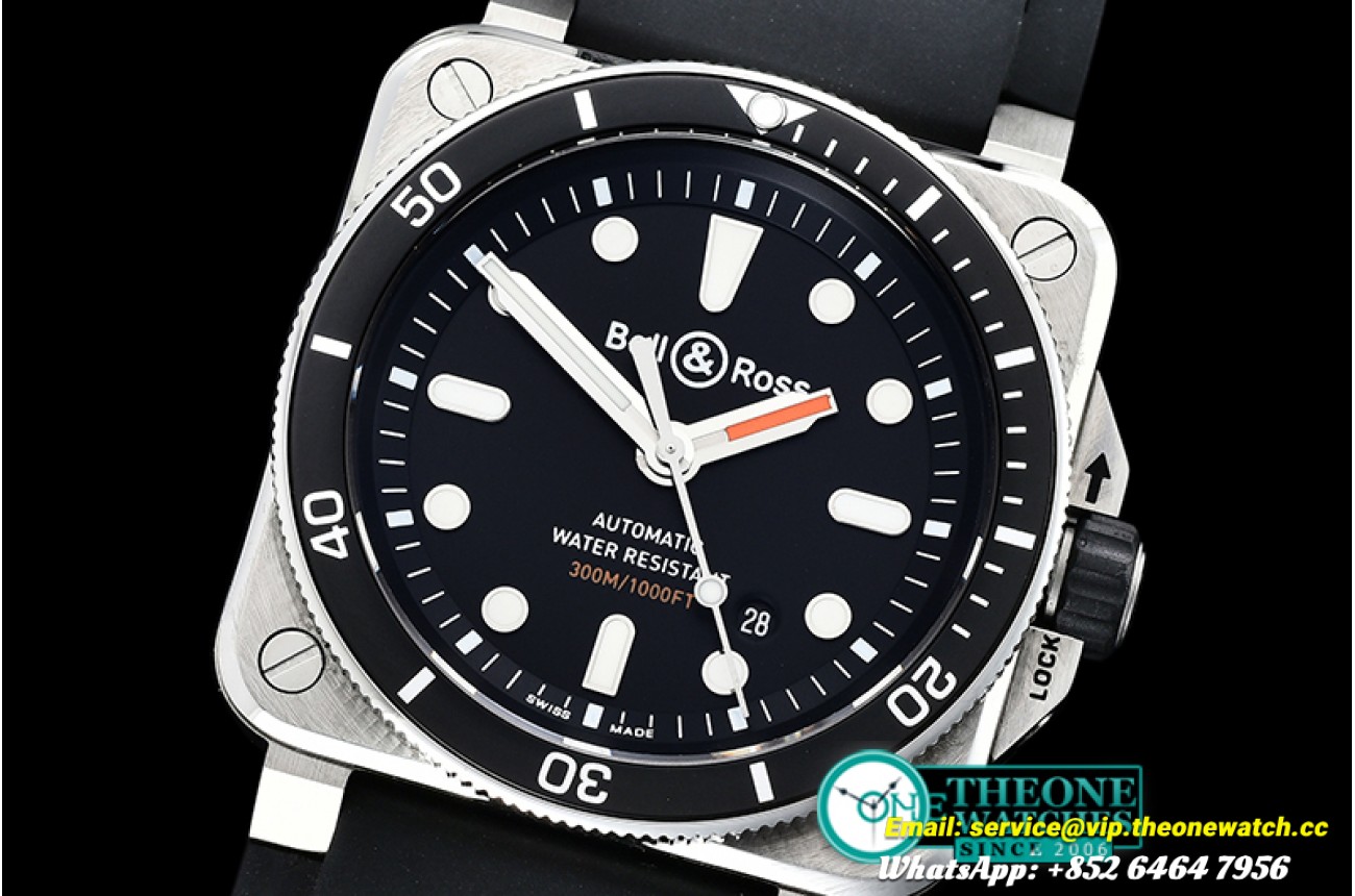 Bell & Ross - BR03-92 42mm Diver SS/RU Black/Stk 1:1 Miyota 9015