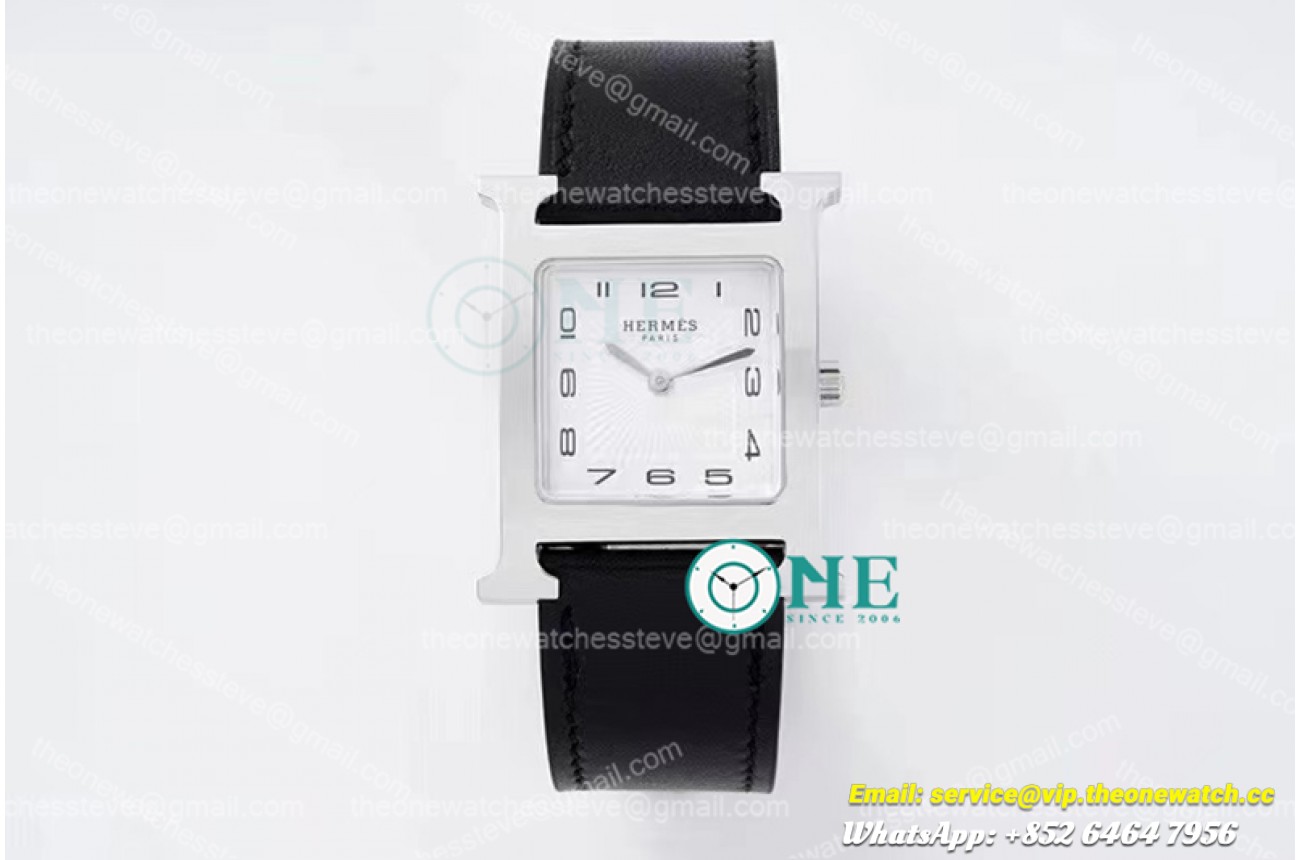 Hermes - H-OUR Ladies SS/LE Black White Num BVF Swiss Qtz