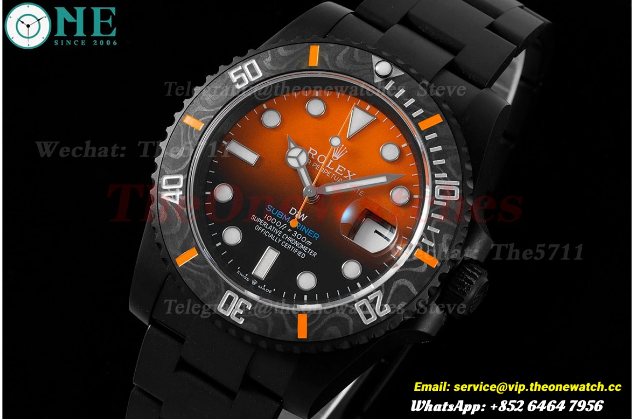 Submariner DIW 40mm 904L DLC/DLC Org/Blk Dial VSF VS3135