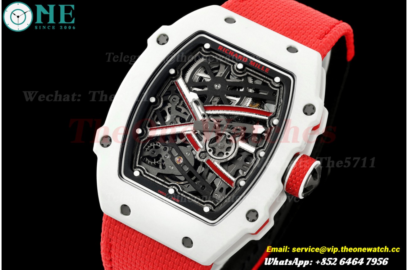 RM67-02 White NTPT Skeleton Dial on Red Elastic Strap RICH CRMA7