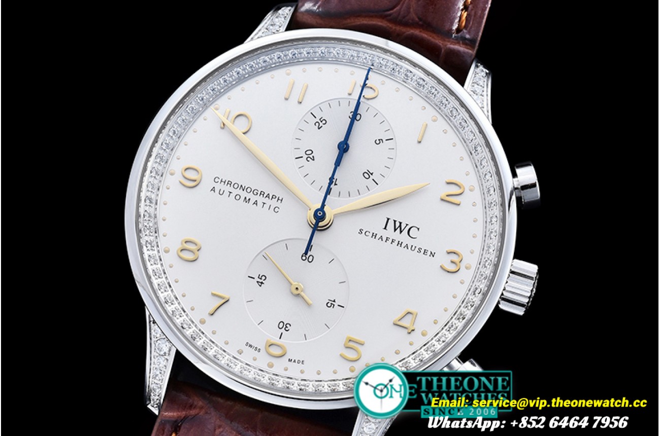 IWC - Portuguese Chrono Diam SS/LE Wht/Gold ZF A79350 Mod