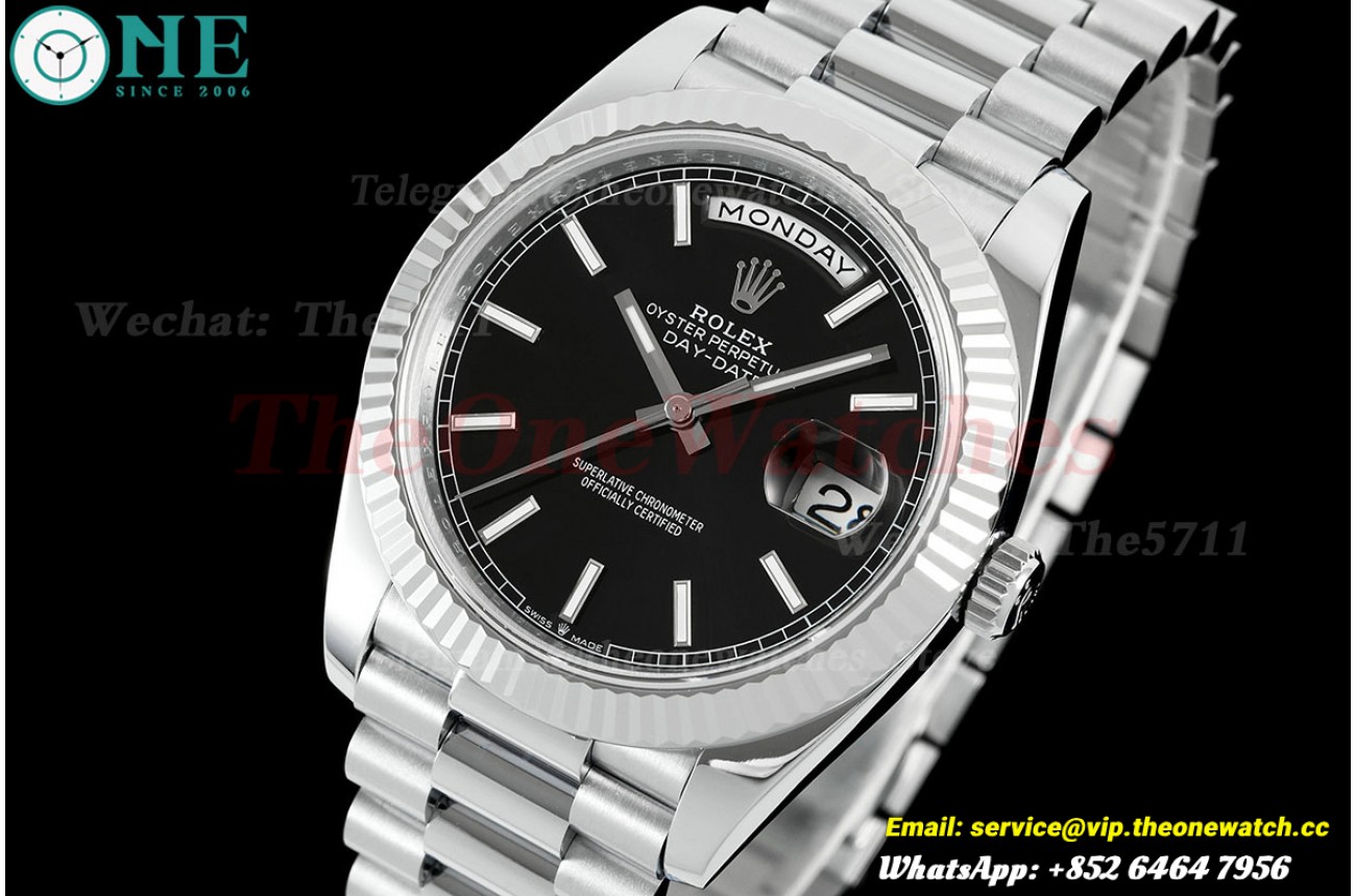 DayDate 228239 40mm SS/SS Black/Stk QF V8 SH3255 (Weighted Approx.190g)