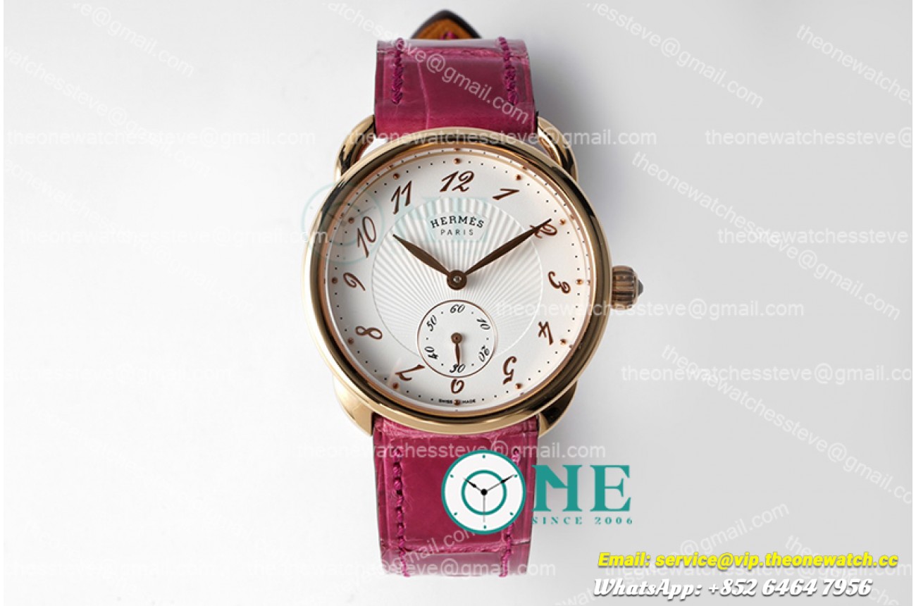 Hermes - Arceau Ladies RG/LE RD White Num Swiss Qtz