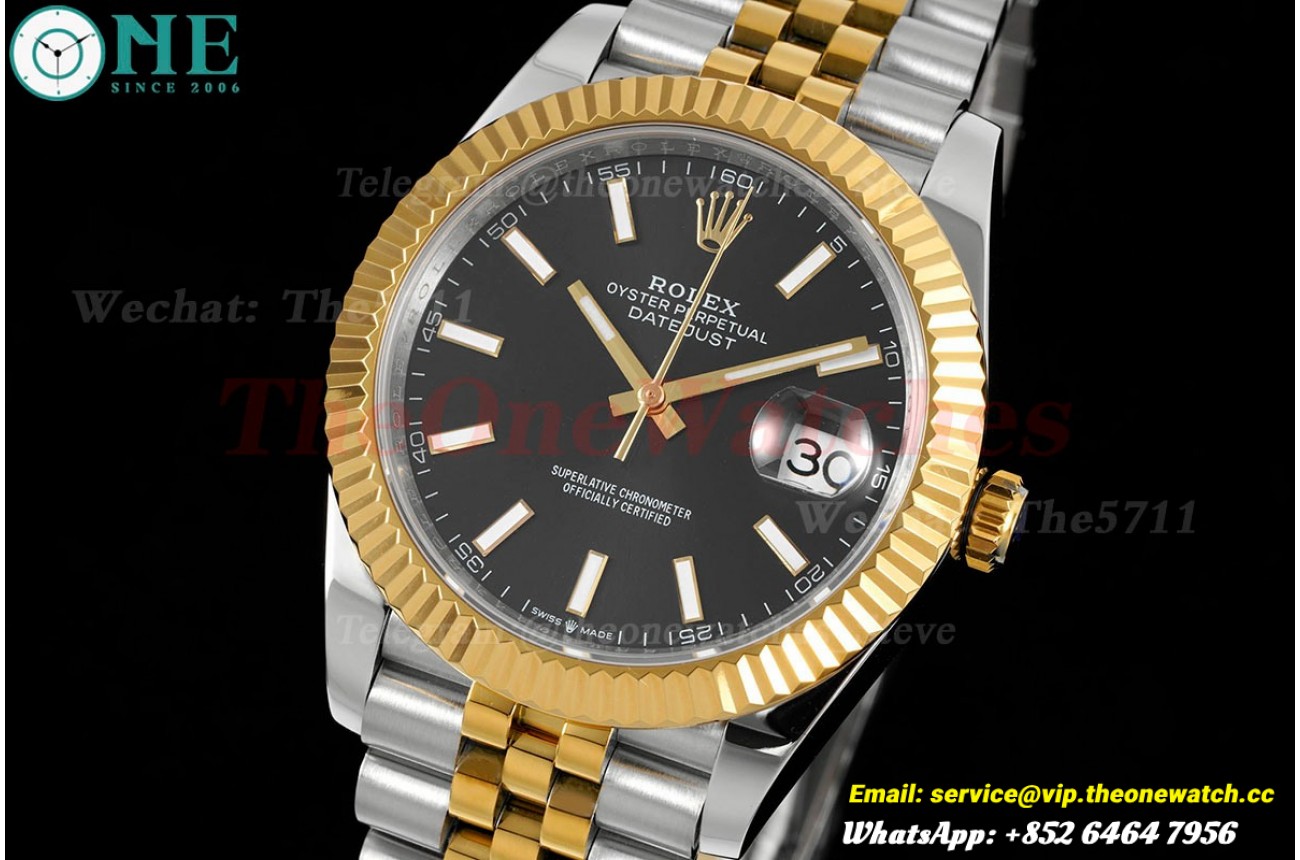 Datejust 41mm Black/Stk SS/YG  Jubilee 904L DIW A3235