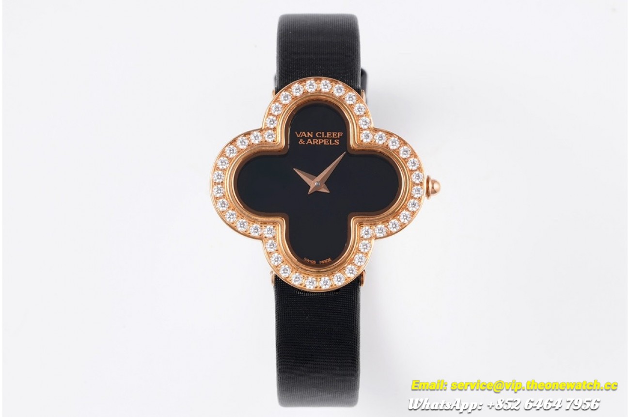 Van CLeef & Arpels - Alhambra Ladies 30.2mm Dia RG/SA Black Dial BVF Quartz
