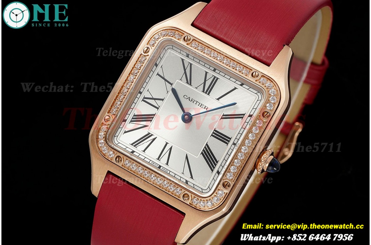 Santos Dumont Red Dia RG/SA Silver Dial AF Quartz