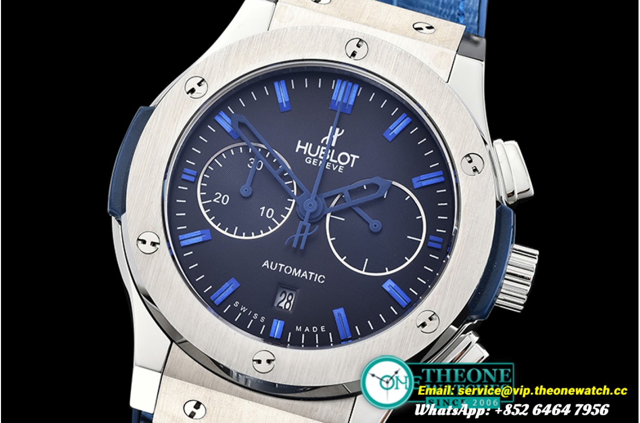 Hublot - Fusion Bang 45mm Chrono SS/RU Blk/Blue A7750 Secs @ 3