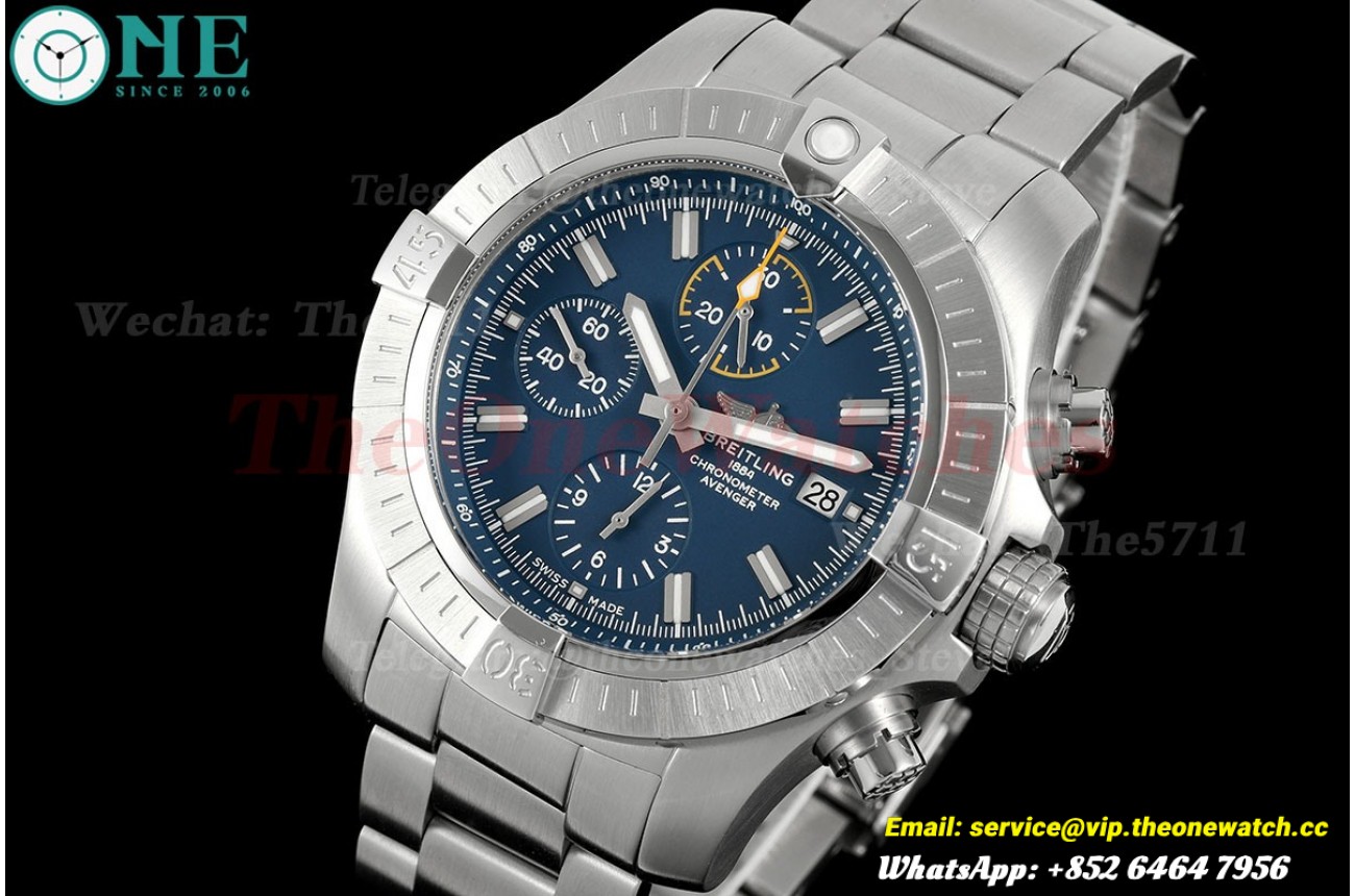 Avenger B01 Chrono 45mm SS/SS Blue Dial TF A7750