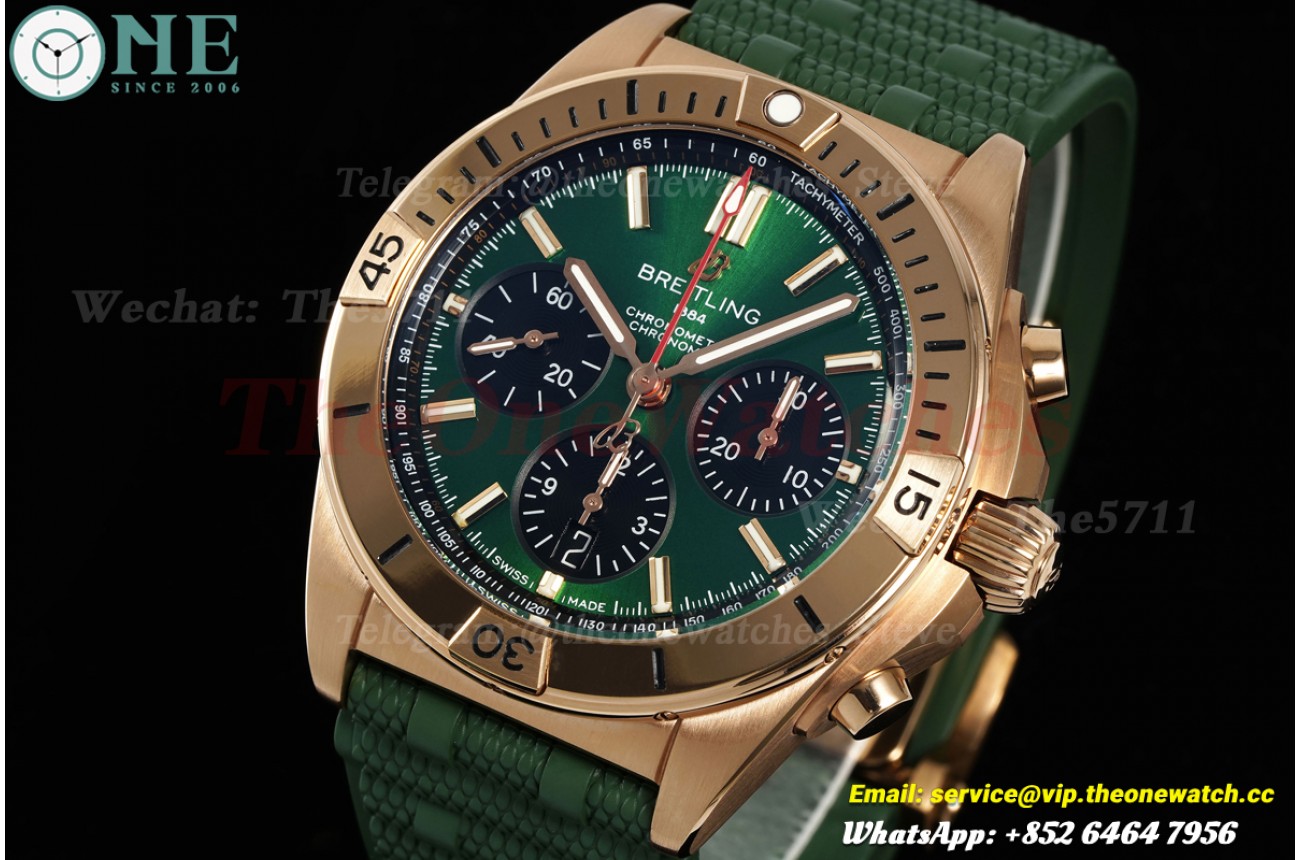 Chronomat B01 42MM RG/RU Green/Stk Dial BLF A7750