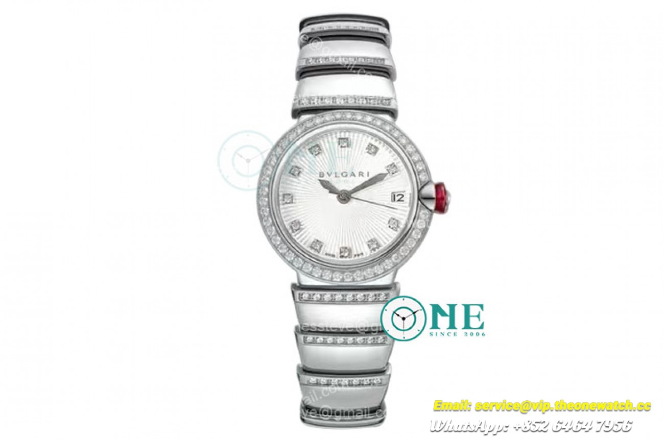 Bvlgari - Lvcea series 33mm SS/SS Wht/Dia Diams BVF 9015