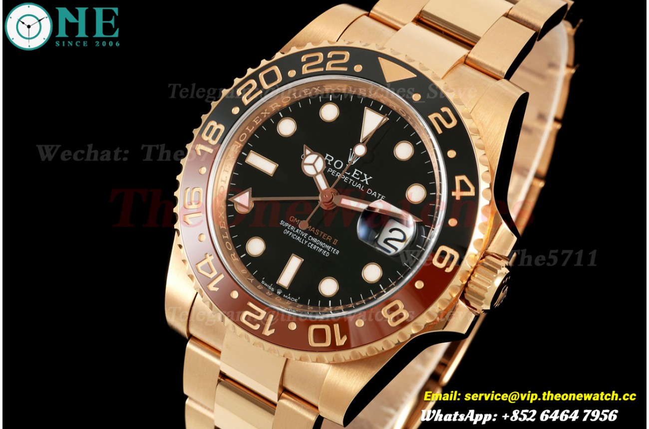 GMT II 126715 Rootbeer Oys 40mm SS/RG Blk VF DD3285 Super Clone