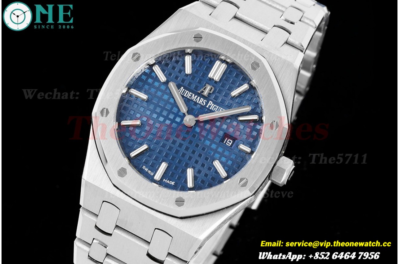 Royal Oak Ladies 33mm SS/SS Blue/Stk JJF Swiss Qtz
